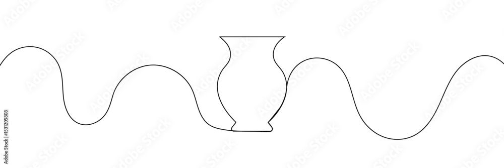 Continuous line drawing of vase. One line drawing background. Vector illustration. Linear drawing of a vase Continuous line drawing of vase. One line drawing background. Vector illustration. Linear drawing of a vase