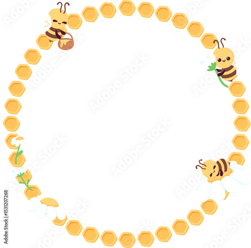 Bear, Honey Bee Circle Frame Border