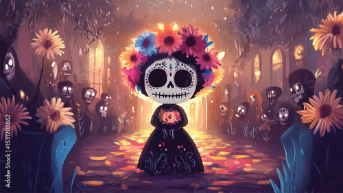 Day of the Death Illustration for social media post