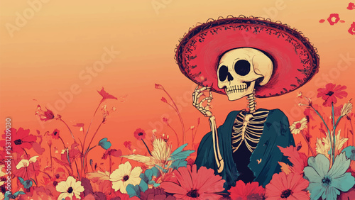 Day of the Death Illustration for social media post
