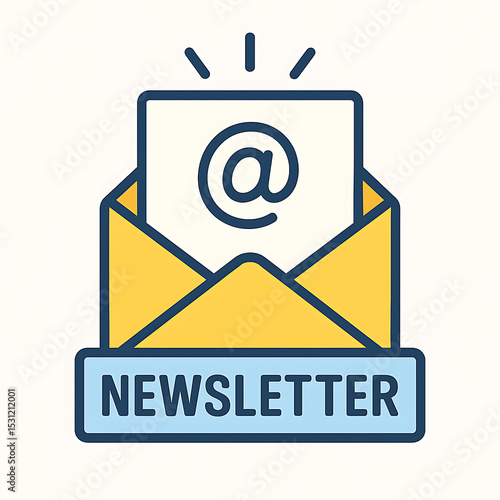 newsletter envelope with an email icon on a light background