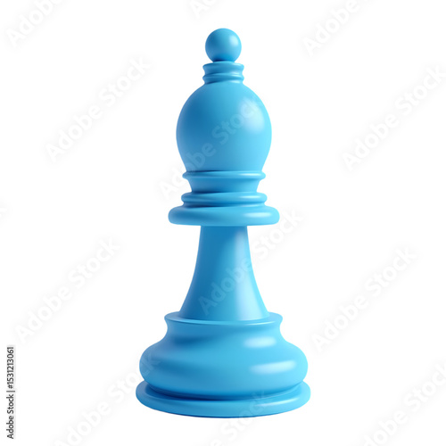 Isolated light blue bishop chess piece  isolated on white background