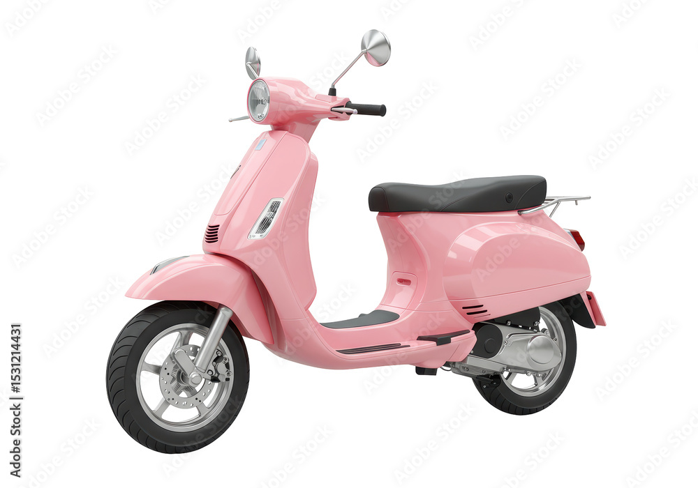 Isolated Pastel Pink Motor Scooter with Retro Design Isolated Pastel Pink Motor Scooter with Retro Design