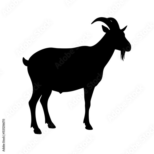 Majestic Goat Silhouette A Striking Vector Illustration, Goat vector silhouette illustration