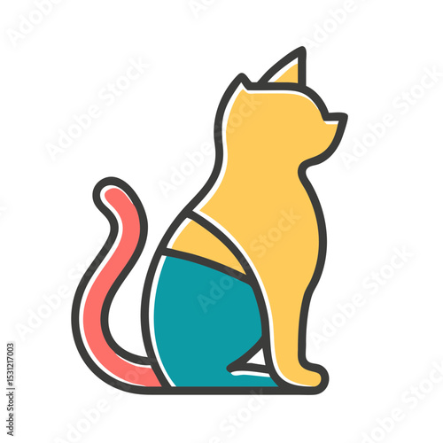 Adorable Cartoon Cat in Pants Fun Illustration for Pet Lovers