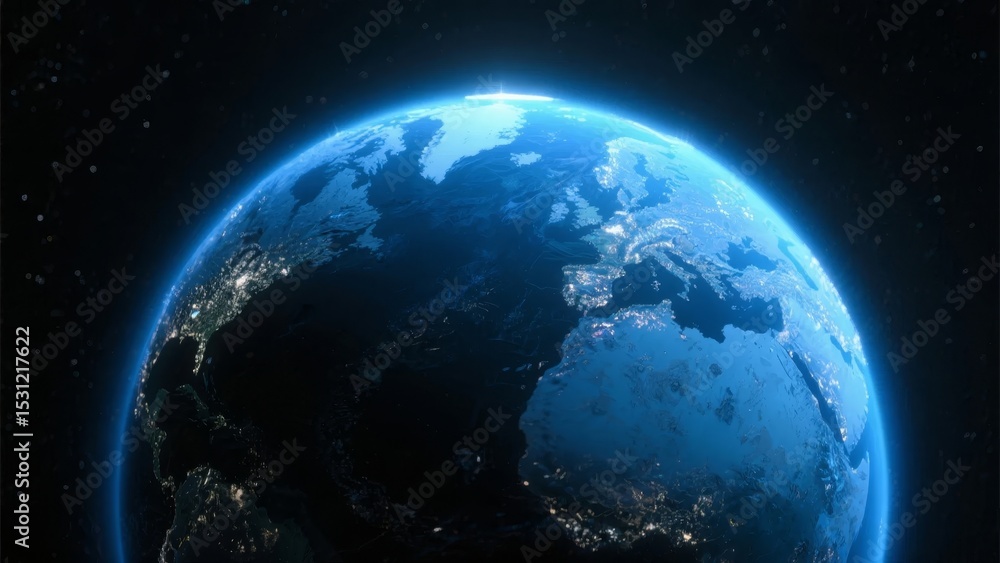 Obraz premium Earth from Space: Illuminated by the Sun