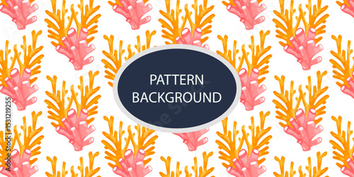 Beautifull Watercolor coral and reef variant type of underwater concept pattern background.Bright and stylish sea theme background