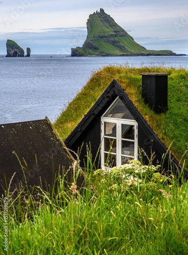 A seascape of the town of Bour in the Faroe Islands
