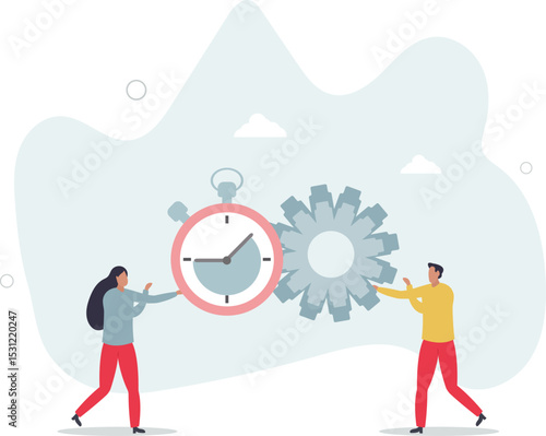 Efficiency or productivity, manage resources and time to optimize best work result, increase performance with effective process. character life .