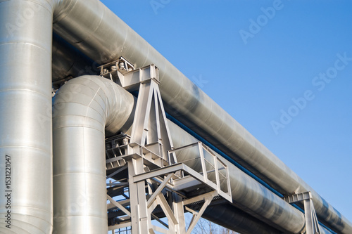 pipeline close-up against blue sky