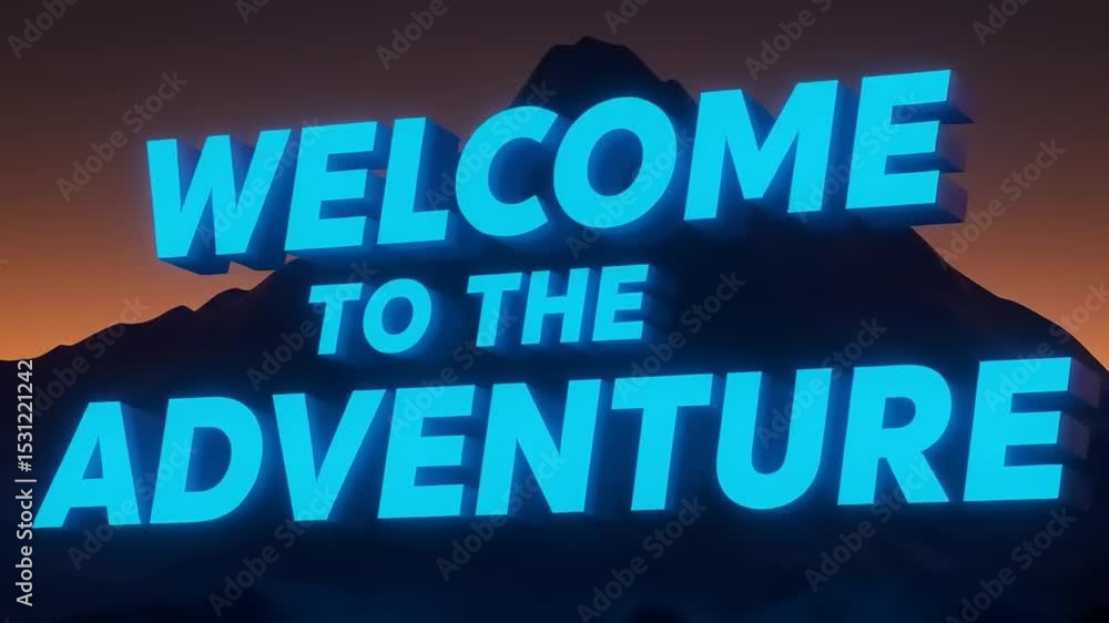 Vibrant mountain landscape at sunset featuring bold text inviting viewers to embark on an adventure Vibrant mountain landscape at sunset featuring bold text inviting viewers to embark on an adventure