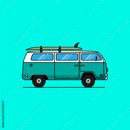 Canvastavla vector Illustration flat design camping van