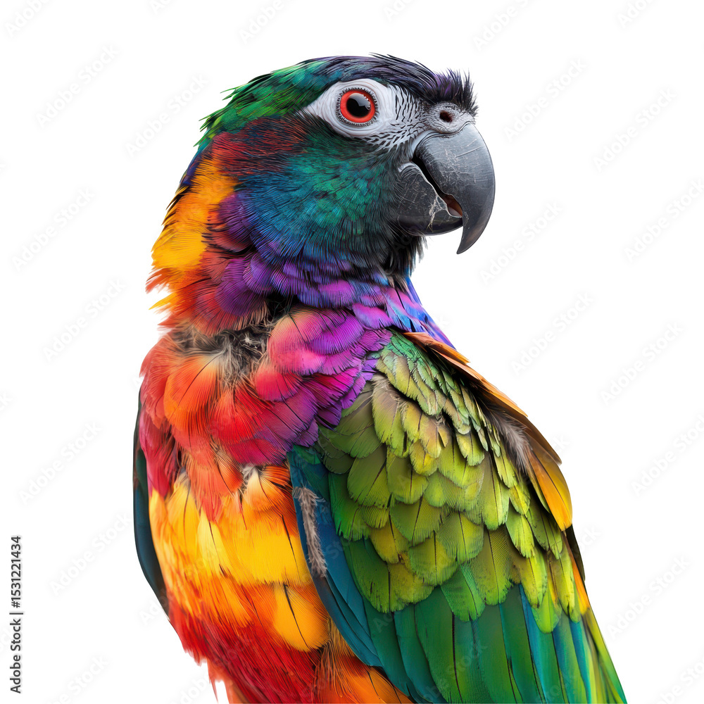 Obraz premium Vibrant parrot displaying colorful feathers in a bright setting during natural light