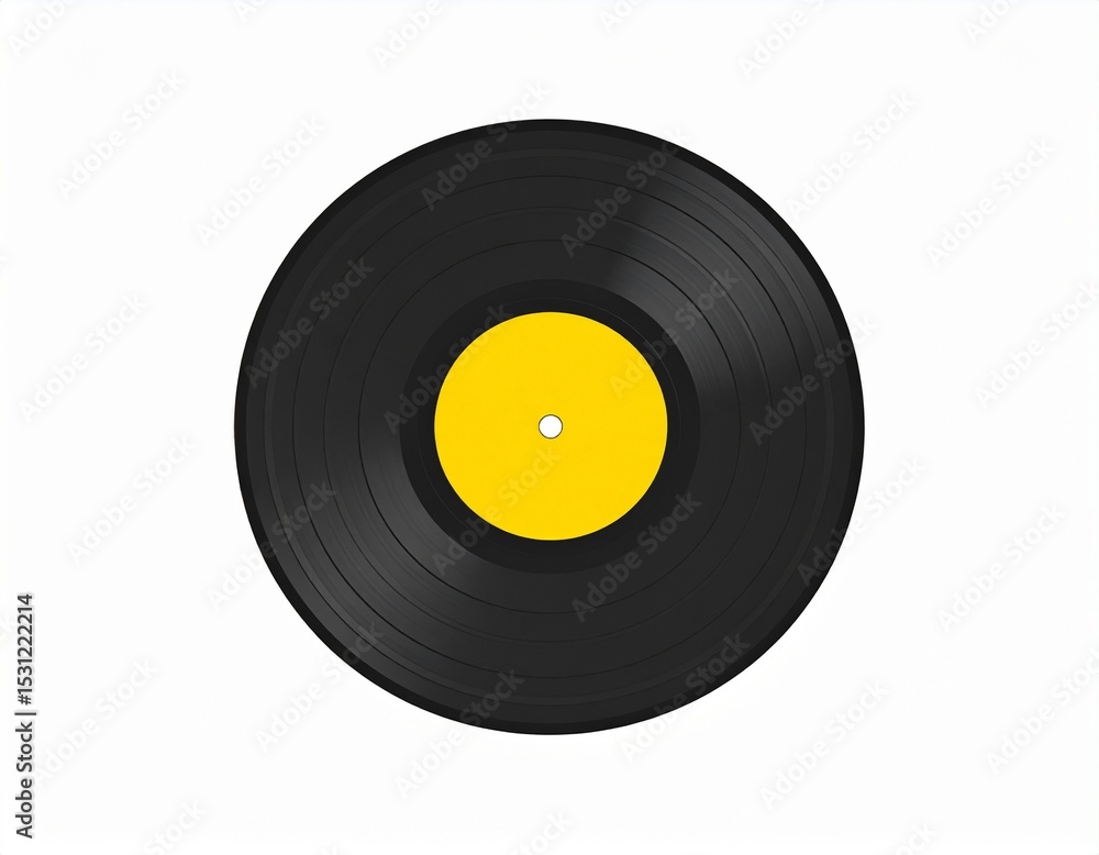 Obraz premium vinyl disc with yellow central label