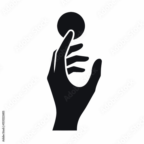 Hand Gesture Silhouette Vector Icon Open Palm Finger Pose Illustration