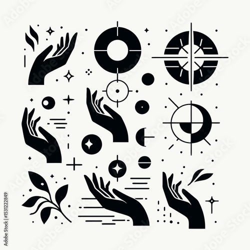 Hands with Spiritual Healing Symbols Art