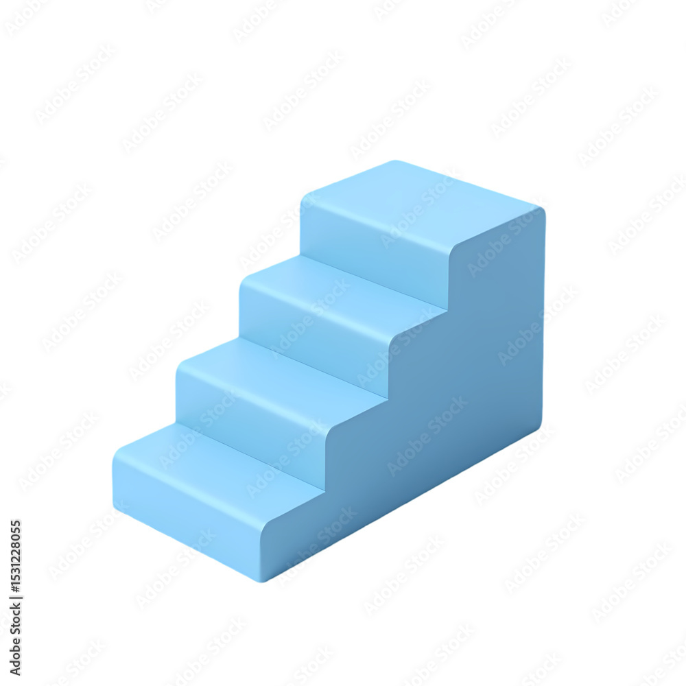 Obraz premium Isometric view of a light blue staircase isolated on white background
