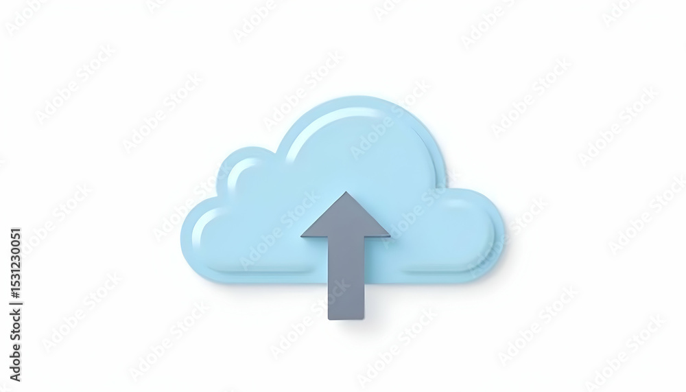 Cloud Upload Icon with Arrow Ascending in Simple Design Cloud Upload Icon with Arrow Ascending in Simple Design