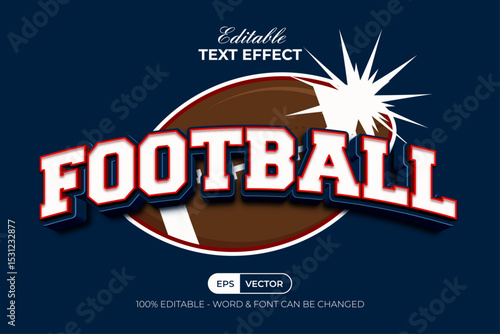 Football Editable Text Effect Sport 3D Curved Style.