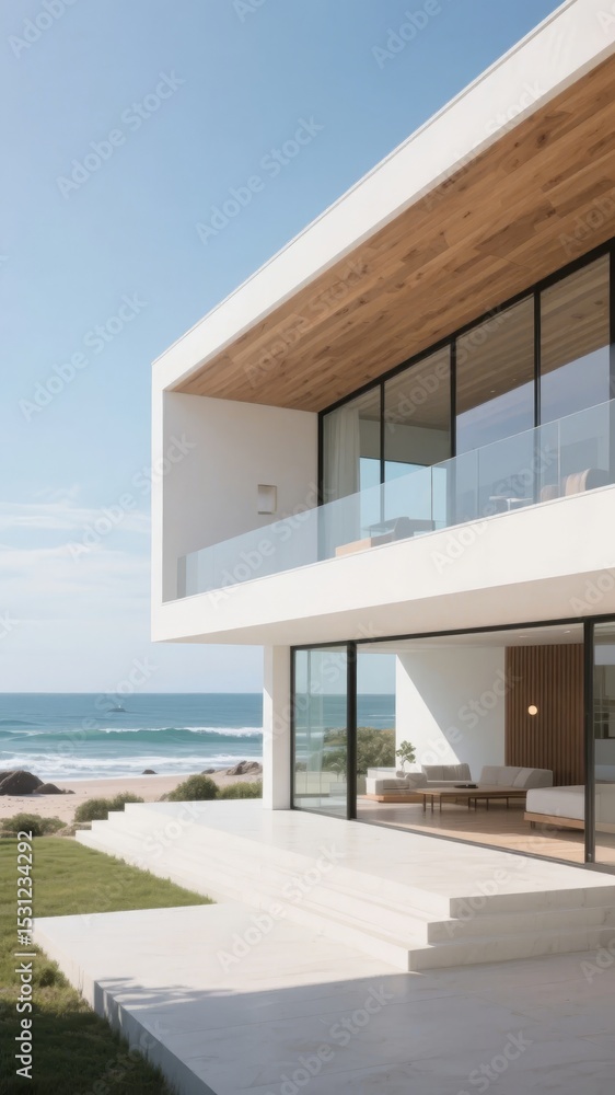 Modern Coastal House with Glass Balcony Overlooking the Ocean Modern Coastal House with Glass Balcony Overlooking the Ocean