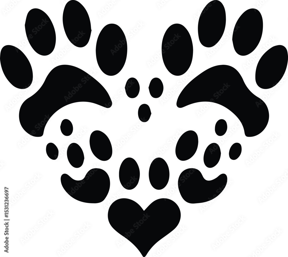 Fototapeta premium Heart-Shaped Paw Prints A Symbol of Animal Love and Compassion