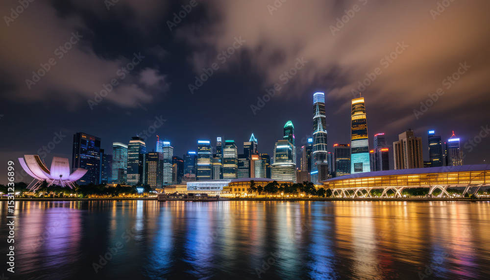 Fototapeta premium Skyline of Singapore at night