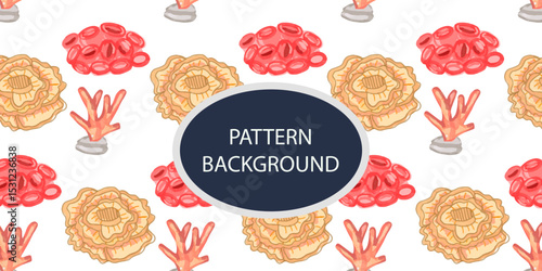 Beautifull Watercolor coral and reef variant type of underwater concept pattern background.Bright and stylish sea theme background
