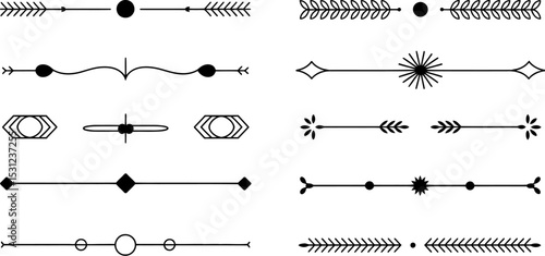 Decorative dividers design elements vector illustration borders line art graphic separator set eps vector editable stock vector illustration