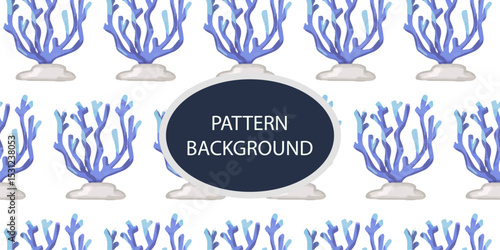 Beautifull Watercolor coral and reef variant type of underwater concept pattern background.Bright and stylish sea theme background
