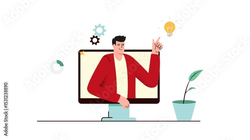 Meeting Online make idea solution Animation 4k Transparant 