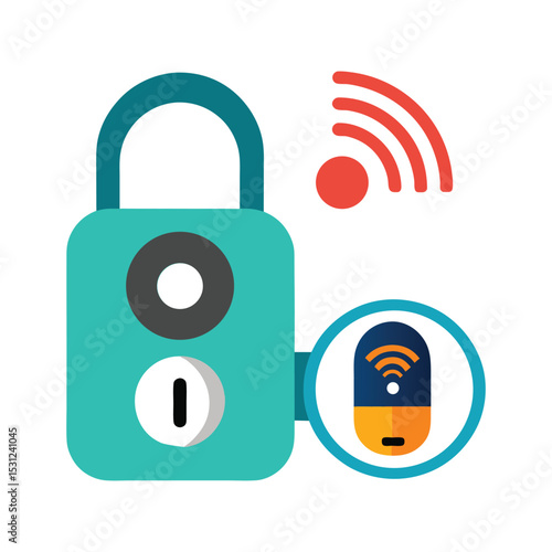 Smart lock with key fob connectivity vector illustration security technology