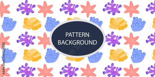 Beautifull Watercolor coral and reef variant type of underwater concept pattern background