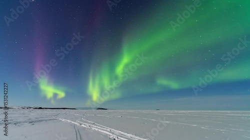 Wallpaper Mural Spectacular Aurora Borealis Display Over Frozen Arctic Landscape at Night Torontodigital.ca