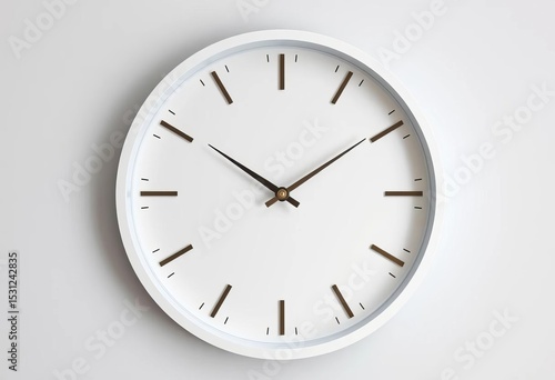 Wallpaper Mural Sleek white wall clock, minimalist design, simple hands, clean background,   simple design,  stylish Torontodigital.ca