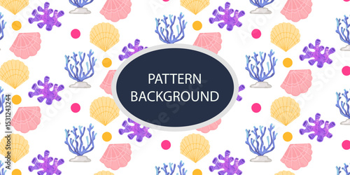 Beautifull Watercolor coral and reef variant type of underwater concept pattern background