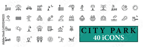 CITY PARK icon collection, with editable stroke. CITY PARK thin line icon set. Vector illustration.