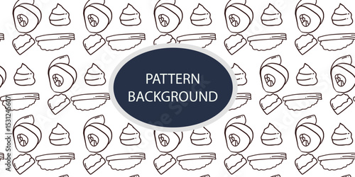 handrawn outline art sushi kawaii pattern ackground design