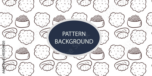 handrawn outline art sushi kawaii pattern ackground design
