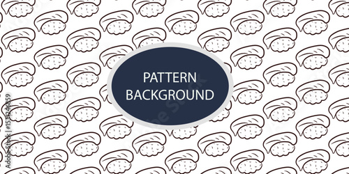 handrawn outline art sushi kawaii pattern ackground design