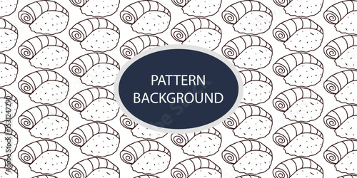 handrawn outline art sushi kawaii pattern ackground design