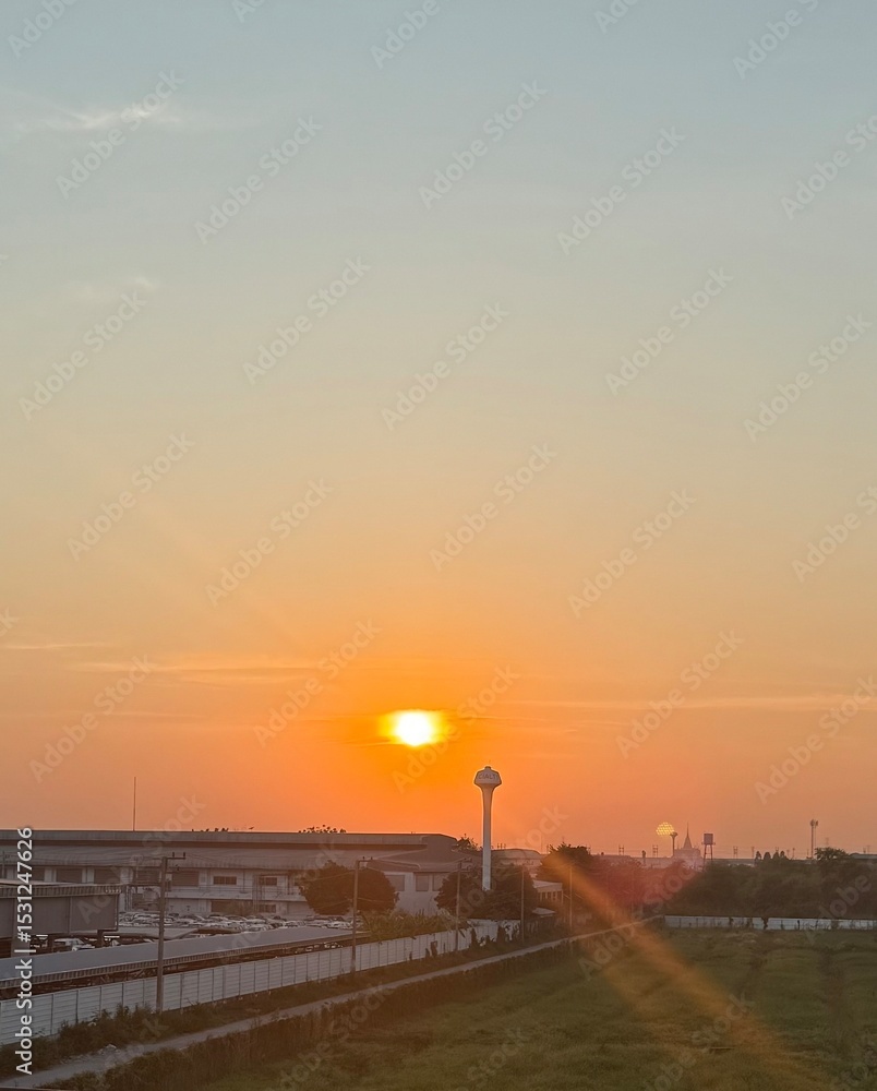 Fototapeta premium sunset over the river