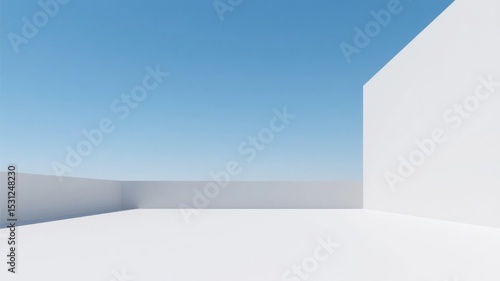 Minimalist White Structure Against a Clear Blue Sky