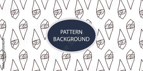 handrawn outline art sushi kawaii pattern ackground design