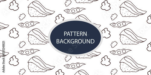 handrawn outline art sushi kawaii pattern ackground design