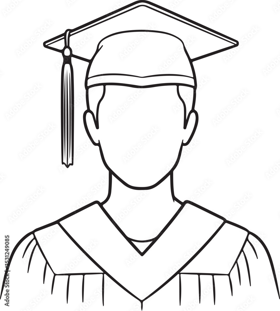Obraz premium Fashionable business person cartoon vector illustration of a graduate in cap and gown