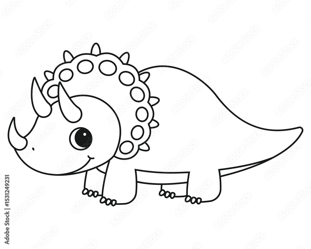 Coloring page with a picture of a cute dinosaur. Coloring book for children and adults Coloring page with a picture of a cute dinosaur. Coloring book for children and adults