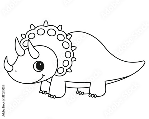 Coloring page with a picture of a cute dinosaur. Coloring book for children and adults