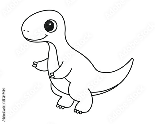 Coloring page with a picture of a cute dinosaur. Coloring book for children and adults