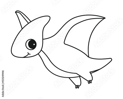 Coloring page with a picture of a cute dinosaur. Coloring book for children and adults