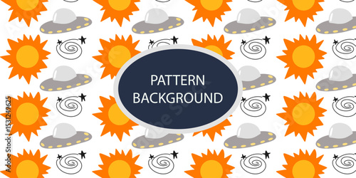 planet and solar system doodles pattern background